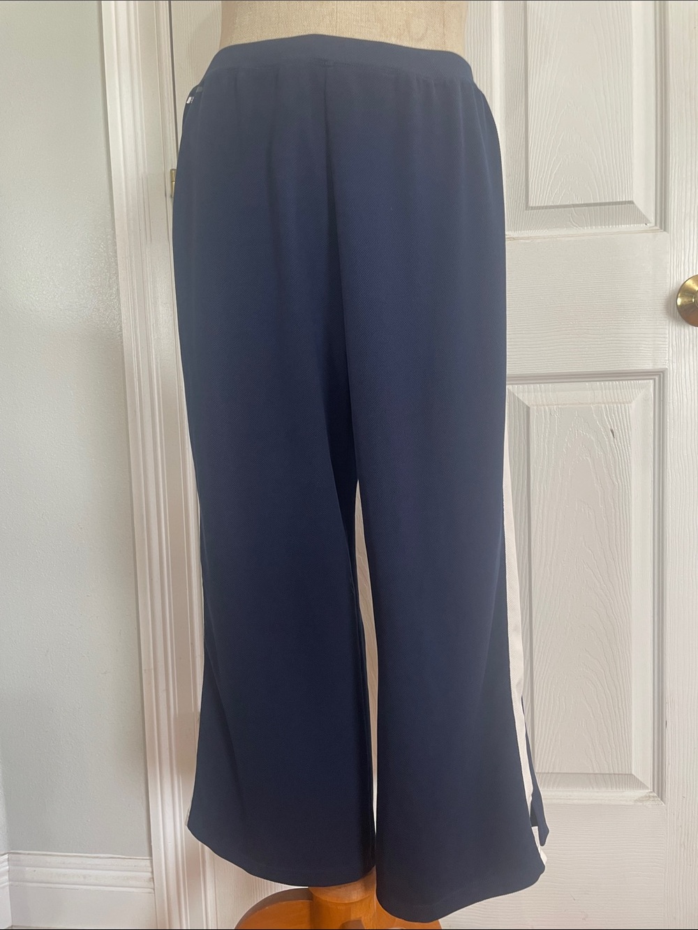 Russell Athletic Navy Wide-Leg Track sweat Pants joggers White Stripe women’s M